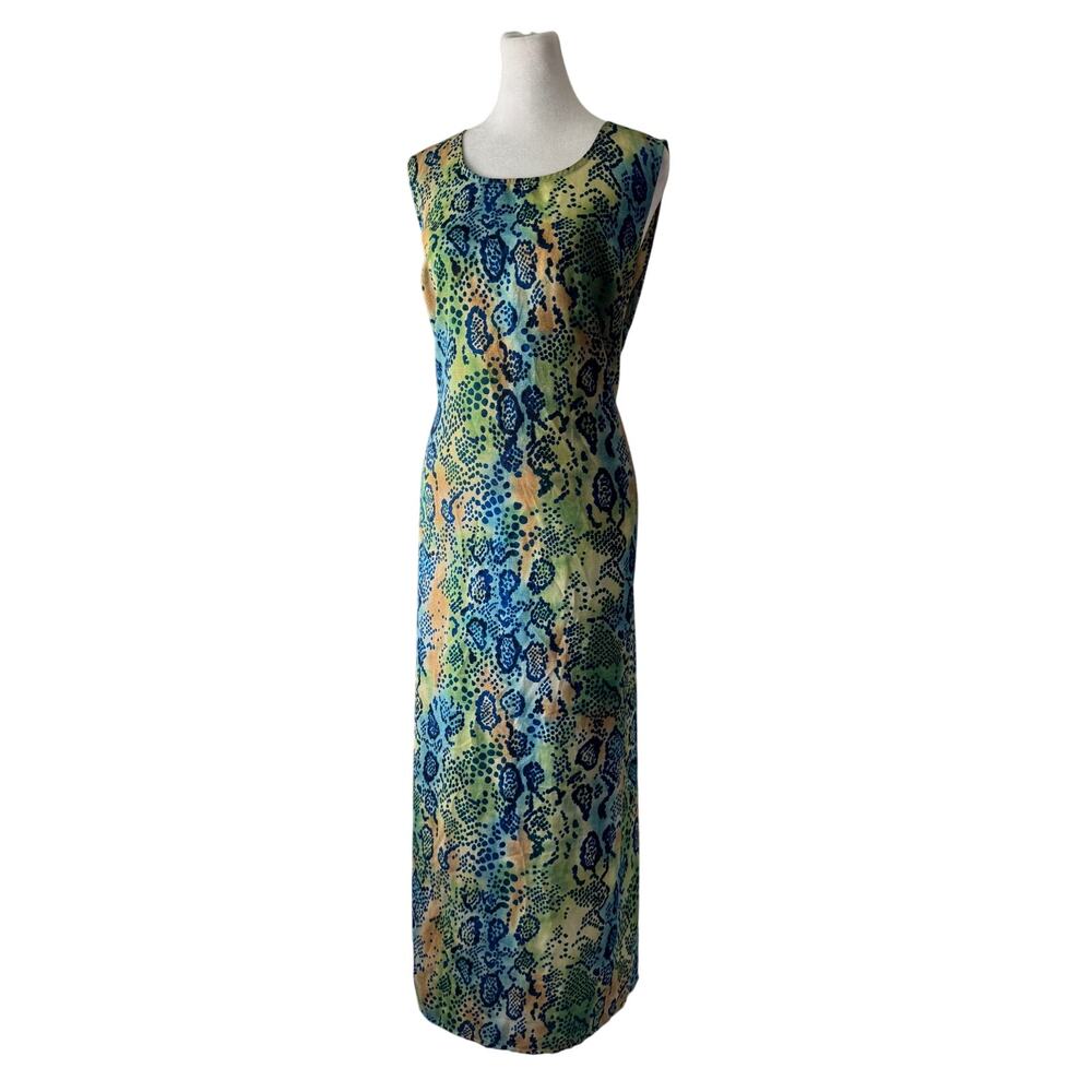 Vintage Y2K Mlle Gabrielle Multicolored Sleeveless Belted Maxi Dress